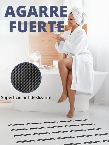 Vista 2 de Secopad 24 calcomanías de ducha antideslizantes con raspador, 0.8 x 8 Negro
