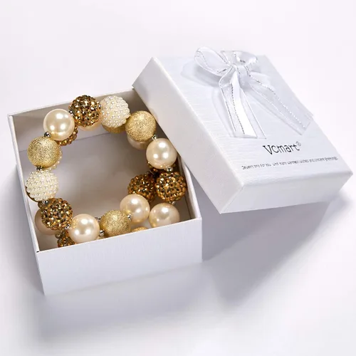 Vista 9 de vcmart Juego de collar y pulsera de cuentas de chicle grueso dorado para niñas como regalo, Plástico