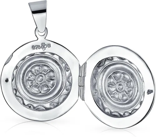 Vista 2 de Medallón bohemio con foto en relieve para mujeres y adolescentes que sostienen fotos de plata de ley 925 Metal