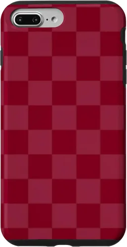 Vista 12 de Funda de diseño simple con diseño a cuadros rojo burdeos para iPhone 16