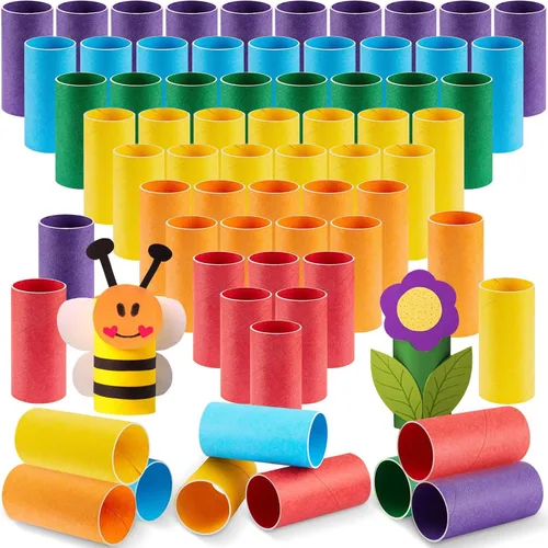 Vista 8 de Henoyso Paquete de 200 tubos de cartón para manualidades, rollos de papel higiénico de 1.57 x 3.35 pulgadas de grosor, resistentes para niños