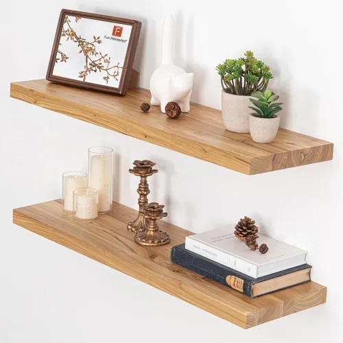 Vista 61 de Estantes flotantes para decoración de pared, estantes rústicos de madera recuperada de 24 x 8 pulgadas, estantes de montaje en pared resistentes