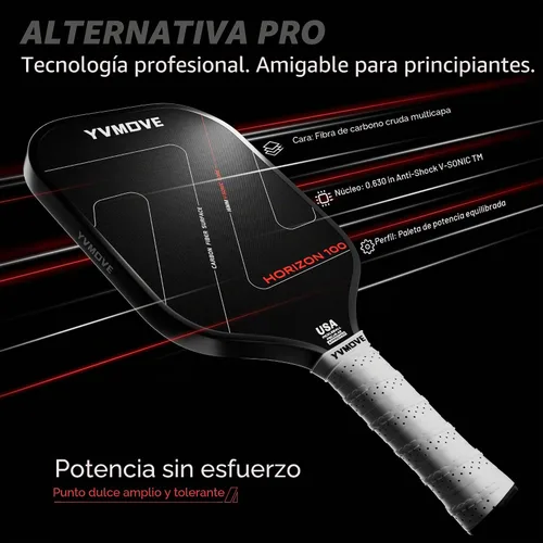 Vista 3 de Pickleball Paddles USAPA Approved Raw Carbon Fiber Face Max Control & Effortless Power 16MM Core Anti-Shock Intermediates to Pros