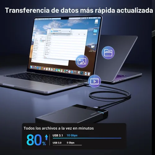 Vista 3 de UGREEN 10 Gbps Cables de disco duro Micro B a USB C, 1.5 pies USB C a Micro B, cable de disco duro externo compatible con MacBook Pro/Air