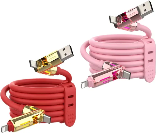 Vista 19 de Cable de carga rápida 4 en 1 de 240 W, negro, 3.3 pies Funda de transporte, USB-A y USB-C a USB-C/Lightning, para iPhone 17/16/15/14, MacBook