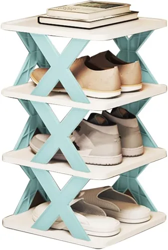 Vista 14 de Organizador de almacenamiento de zapatos de varias capas, zapatero estrecho y vertical, pequeño soporte vertical para zapatos, organizador
