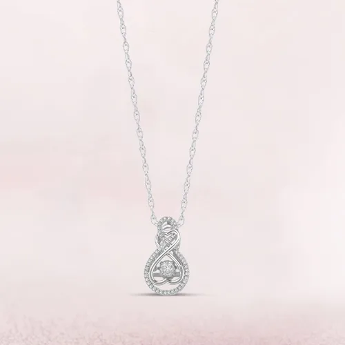 Vista 4 de MAX + STONE Collares de diamantes bailarines para mujer Collar de diamantes de plata de ley con cadena de 18 pulgadas Collares con colgante