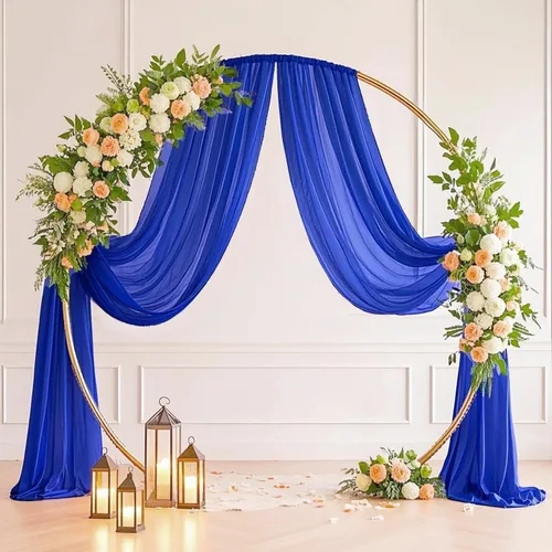 Vista 6 de FANPROMS Cortinas de gasa para arco de boda, 2 paneles de 18 pies, cortinas de gasa transparente para ceremonia, 6 yardas, tela drapeada para arco