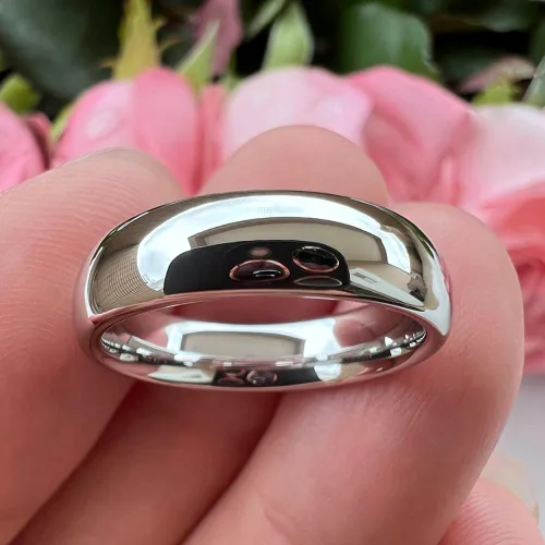 Vista 4 de Anillos de tungsteno blanco de 0.118 in, 0.157 in, 0.197 in, 0.236 in, 0.276 in, 0.315 in, 0.394 in, para hombres y mujeres, alianzas de compromiso
