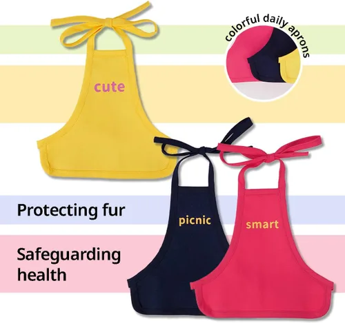 Vista 4 de MANON ROSA Ropa para gatos, juego de 3 piezas de delantal impermeable protector de vientre, chaleco protector de pecho para perros, gatos, gatitos