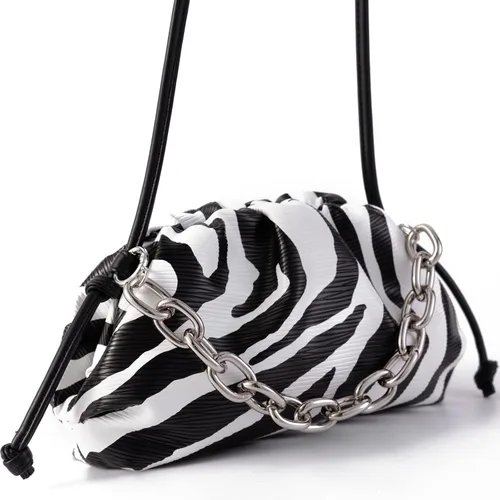 Vista 2 de Bolso cruzado para mujer con diseño de nube, bolso de noche brillante, bolso de mano con cordón ajustable, bolso de hombro fruncido
