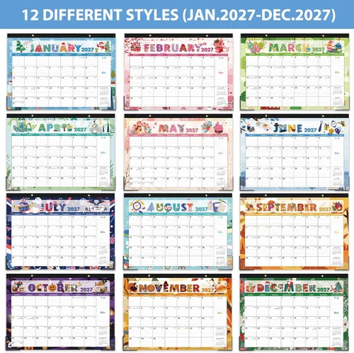 Vista 4 de Calendario de escritorio 2027 - Calendario de escritorio/pared 2027, enero