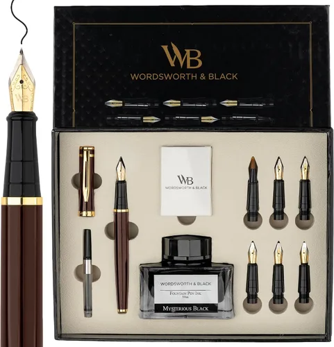 Vista 19 de Wordsworth & Black Luxury Calligraphy Pen Set for Writing, 6 Nibs,All Black Todo negro