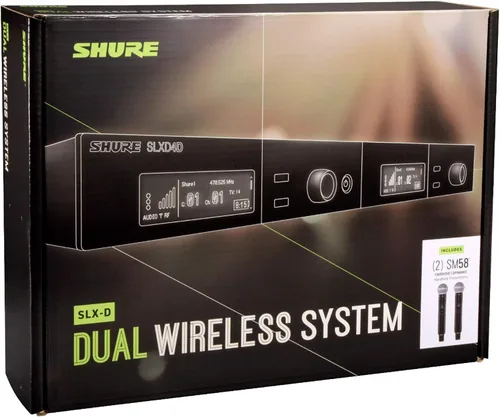 Vista 5 de Sistema de micrófono inalámbrico digital de doble canal Shure SLXD24D/SM58 - Incluye dos transmisores de mano SLXD2 con cápsulas de micrófono vocal