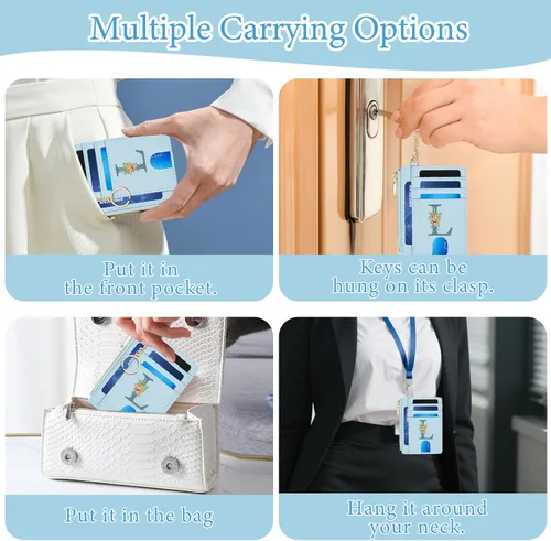 Vista 5 de Tarjetero para mujer minimalista y delgado con bolsillo frontal, bloqueo RFID, cartera compacta con ventana para identificación y bolsillo