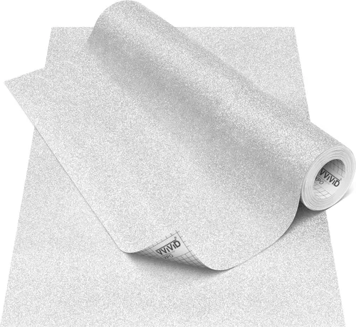 Vista 8 de VViViD Glitter Silver DECO65 - Rollo de vinilo adhesivo permanente para manualidades (6 pies x 1 pie)
