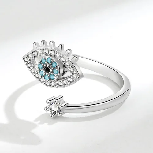 Vista 59 de Anillo de plata 925, anillos de plata ajustables para mujer, anillos de pulgar abiertos, anillos de circonio, anillos ajustables, anillos abiertos