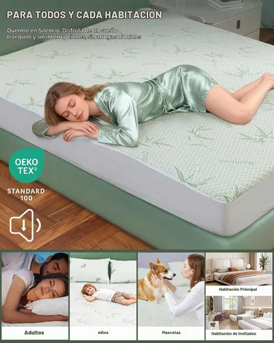 Vista 5 de Protector de colchón impermeable 15% viscosa de bambú Cooling Twin
