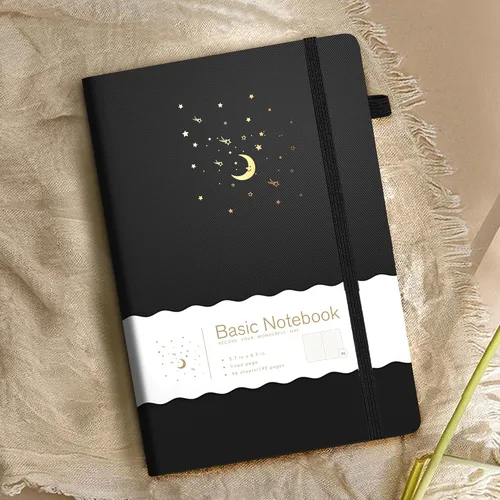 Vista 2 de CAGIE Cuaderno rayado para trabajo, cuaderno de tapa dura para escribir, mujeres y hombres, diario para tomar notas con lazo para bolígrafo