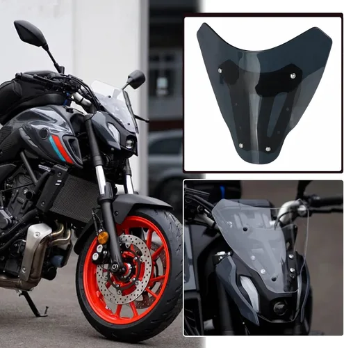 Vista 5 de MT-07 FZ-07 2024 Cubierta de protección para parabrisas de motocicleta deflector con soporte para MT07 FZ07 MT FZ 07 2021 2022 2023 2024- Gris oscuro