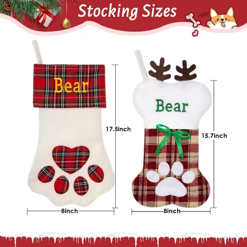 Vista 5 de Calcetines personalizados para mascotas Ulico, calcetines de Navidad personalizados para perros y gatos, calcetines de Navidad grandes bordados
