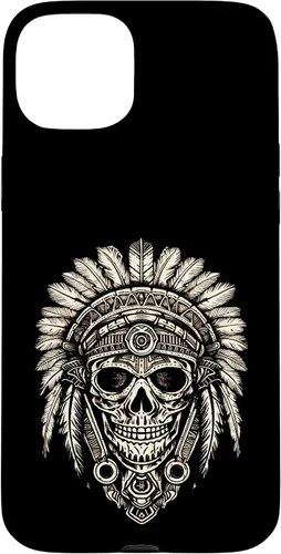 Vista 9 de iPhone 16 Skull, sombrero jefe nativo, capó de guerra, indios, caso del tocado