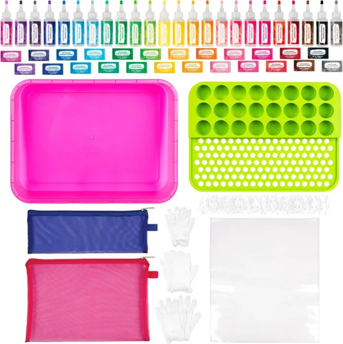 Vista 6 de Fashion Angels Kit de teñido anudado y estación de trabajo, artes y manualidades para grupos, incluye botellas prellenadas y tinte, guantes y más