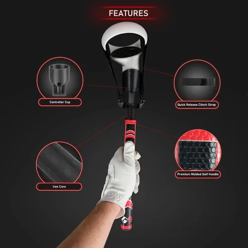 Vista 3 de DeadEyeVR DriVR - VR Golf Club Handle Accessory (Putter + Standard - Red - Metal)