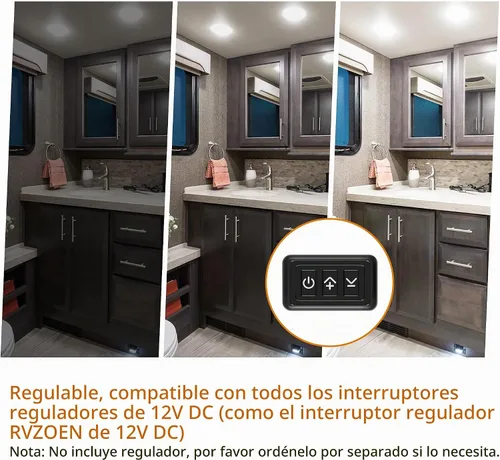 Vista 5 de RVZONE Luz LED de Techo Empotrada para RV Barco de 4.5 Pulgadas, Luz LED de Disco para RV de 12 Voltios Blanco Frío, Iluminación Interior Downlight
