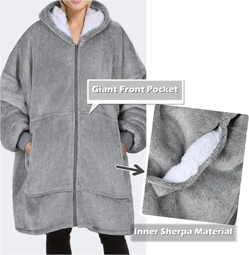 Vista 6 de Catalonia Sudadera con capucha y cremallera, chaqueta Sherpa de gran tamaño, regalo para ella Full-Zip Design for Easy Wear, Dual-Layer Comfort