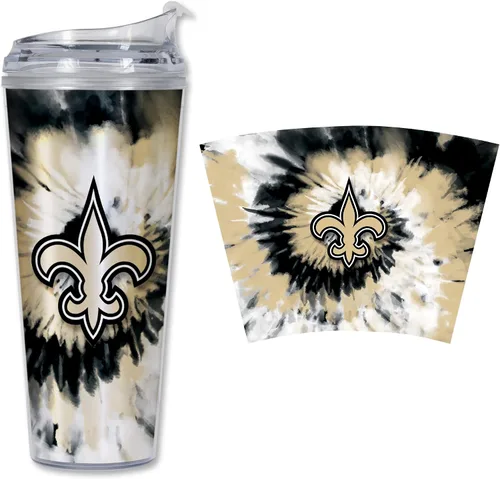 Vista 37 de Rico Industries NFL Football Glitter 24 onzas Vaso de purpurina acrílico con tapa con bisagra, Vaso de doble pared oficialmente licenciado con pajita