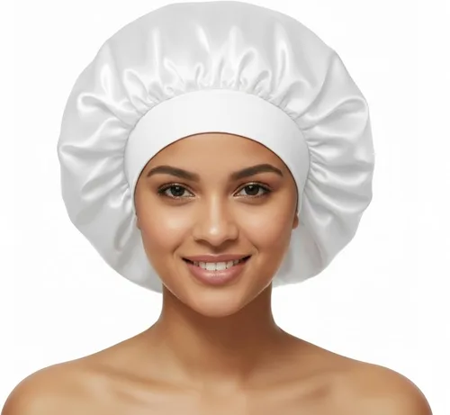 Vista 11 de Silk Bonnet for Women Curly Hair, Large Satin Bonnet Sleeping Cap for Men Negro