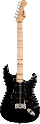 Vista 2 de Fender Squier Sonic Stratocaster HSS - Paquete negro con amplificador Frontman 10G, afinador, correa, cable, púas y DVD de guitarra Austin Bazaar
