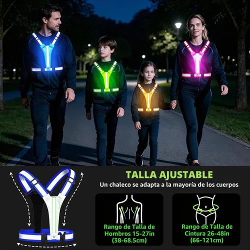 Vista 4 de Chaleco reflectante para correr con luz LED, chaleco reflectante recargable de alta visibilidad Bule