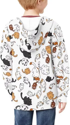 Vista 2 de Sudadera de manga larga con capucha y cremallera para niño, sudadera holgada con bolsillos de canguro, tops de otoño con capucha
