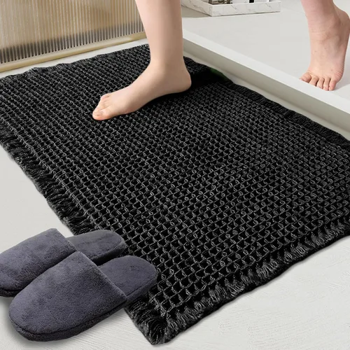 Vista 10 de ZALL - Tapete de baño de punto gofre beige, súper absorbente, antideslizante, largo, color crema, 24 x 72 pulgadas, lavable a máquina, ultra suave