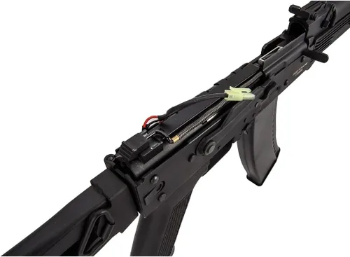 Vista 6 de Lancer Tactical AK-74M Series AEG Rifle de Airsoft de metal completo 400 FPS con esqueleto plegable Stock (ETU instalado) con cargador y batería