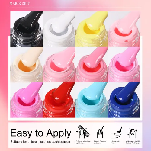 Vista 5 de Major Dijit Juego de esmalte de uñas de 12 colores de secado rápido primavera-verano, esmalte de uñas popular de color caramelo dulce, kit de arte