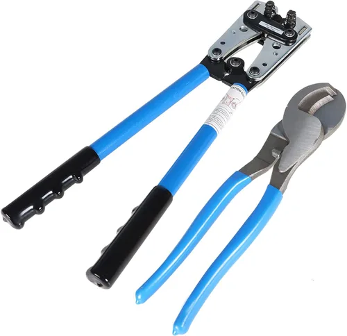 Vista 6 de findmall Herramienta de prensado de cables de batería de 6-50 mm² con cortador de cables para 10, 8, 6, 4, 2 y 1/0 AWG, corte de cable de alambre