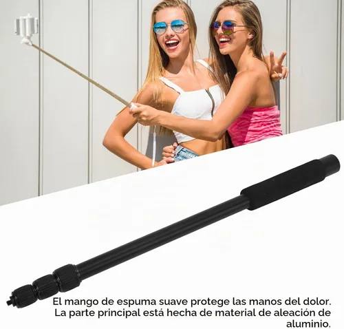 Vista 2 de Poste de brazo de micrófono de mano, brazo de micrófono extensible de 4 5 secciones con mango de espuma y hilos de 1/4 pulgadas, soporte