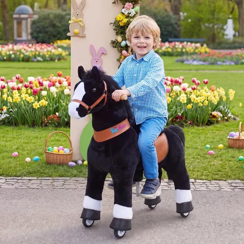 Vista 7 de PonyCycle Caballo de paseo para niños pequeños de 3 a 4 años con freno, sin batería (30 pulgadas de altura/tamaño 3 modelo clásico U) poni mecánico