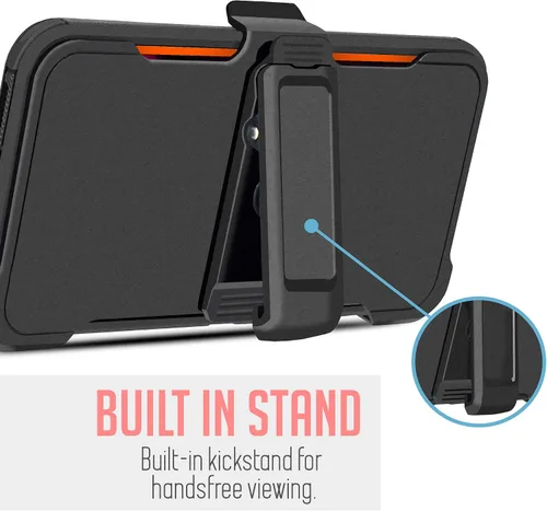 Vista 8 de Funda para Samsung Galaxy A24, funda giratoria de cuerpo completo con clip para cinturón de doble capa, soporte con protector de pantalla integrado
