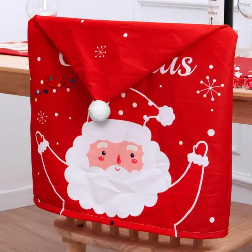 Vista 2 de Juego de 4 fundas para respaldo de silla de Navidad, fundas para sillas de comedor, decoración de Navidad, para restaurante, hotel, hogar, cocina