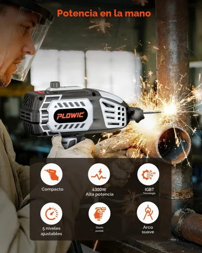 Vista 2 de Máquina de soldadura portátil de 110 V, soldador de mano portátil con inversor IGBT 5 ajustes de corriente variable, pistola soldadora eléctrica