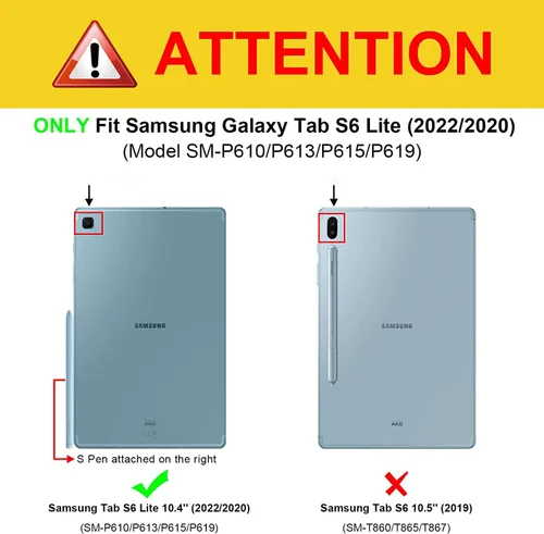 Vista 2 de Funda de teclado para Samsung Galaxy Tab S6 Lite 2022/2020, Galaxy Tab S6 Lite SM-P610/P613/P615/P619 con teclado Bluetooth inalámbrico desmontable