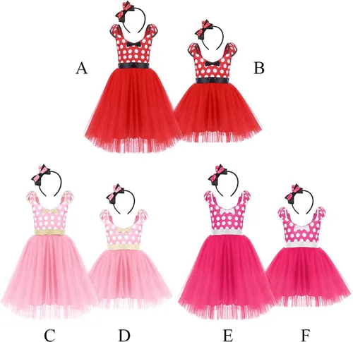 Vista 41 de IWEMEK - Maillot de ballet con diadema para niña con lunares, disfraz con diadema, leotardo