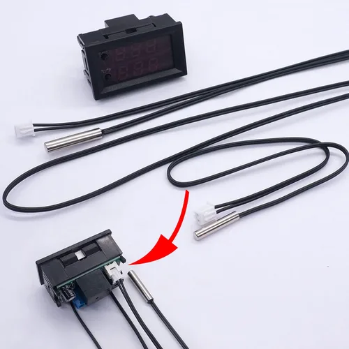 Vista 4 de Twidec Controlador de temperatura /DC 12V programable -50 a 230.0 °F (-58 a 230 °F) Pantalla LED rojo/azul Monitor Módulo de control de termostato