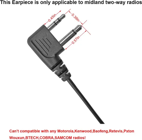 Vista 2 de Auricular de radio bidireccional compatible con Midland Ear-Clip Auricular para Midland Walkie Talkie Earpiece-2 Pack