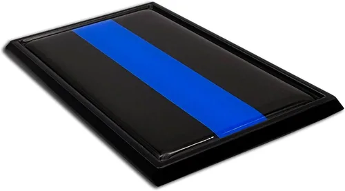 Vista 4 de Elektroplate Emblema negro de metal de línea azul delgada de policía para automóviles, camiones y todos los automóviles, ajuste universal de 3.8 x