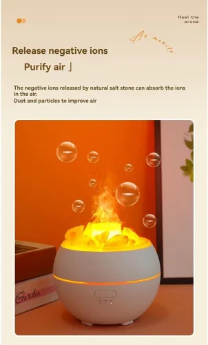 Vista 2 de Humidificador de luz LED de piedra de sal USB aromaterapia luz nocturna niebla humidificador de aire para dormitorio, hogar, escritorio y oficina